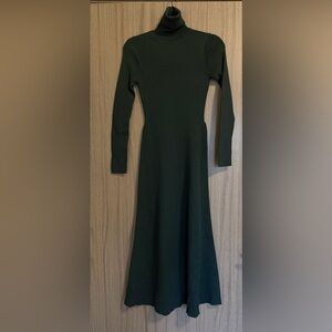 Zara Dark Green Turtleneck Long Sleeve Maxi Dress